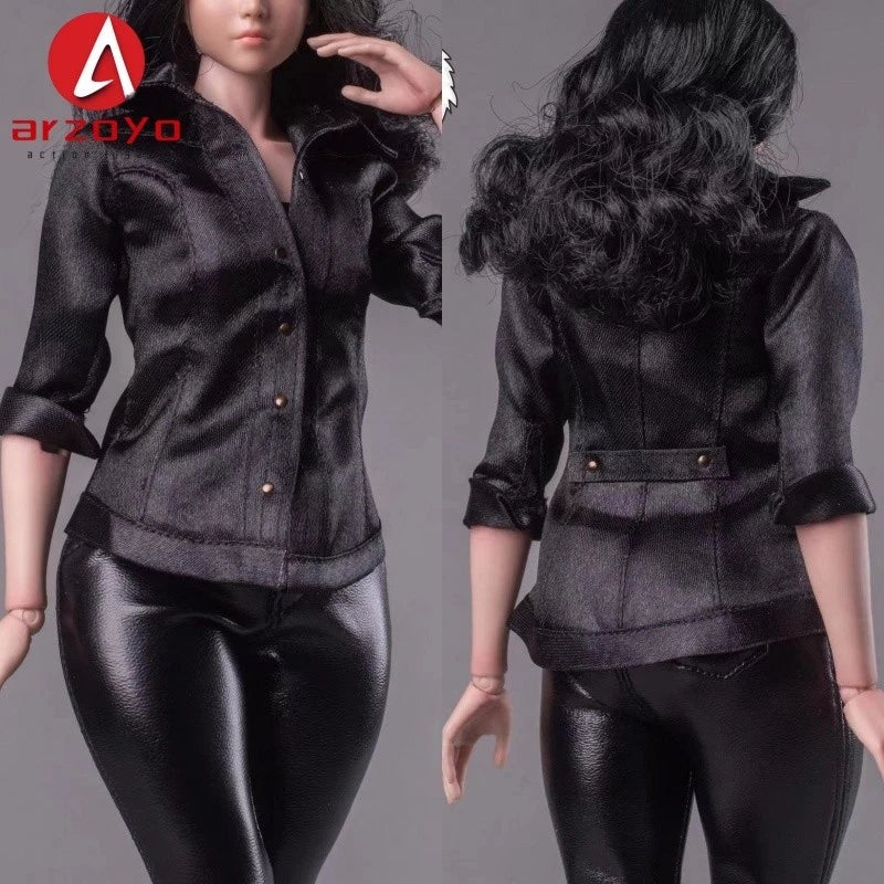 1:6 Female Black Shirt Pants Set Model CTC-003 Fit 12'' Worldbox AT202 Body Toys Model