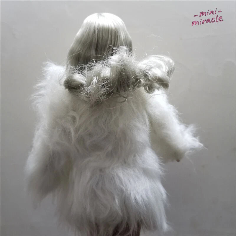 Unique 12" Action Figure Model 1/6 Female White Plush Fur Coat Clothes Model