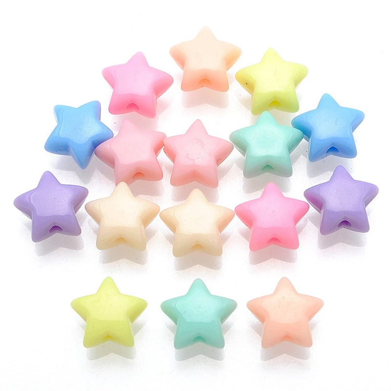 100 Mixed Pastel Color Acrylic Star Beads Charms 14mm Jewelry Making Charms