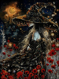 Guided by the Moon Bead Embroidery Kit Witch Poppies Fantasy Beading Art DIY Model