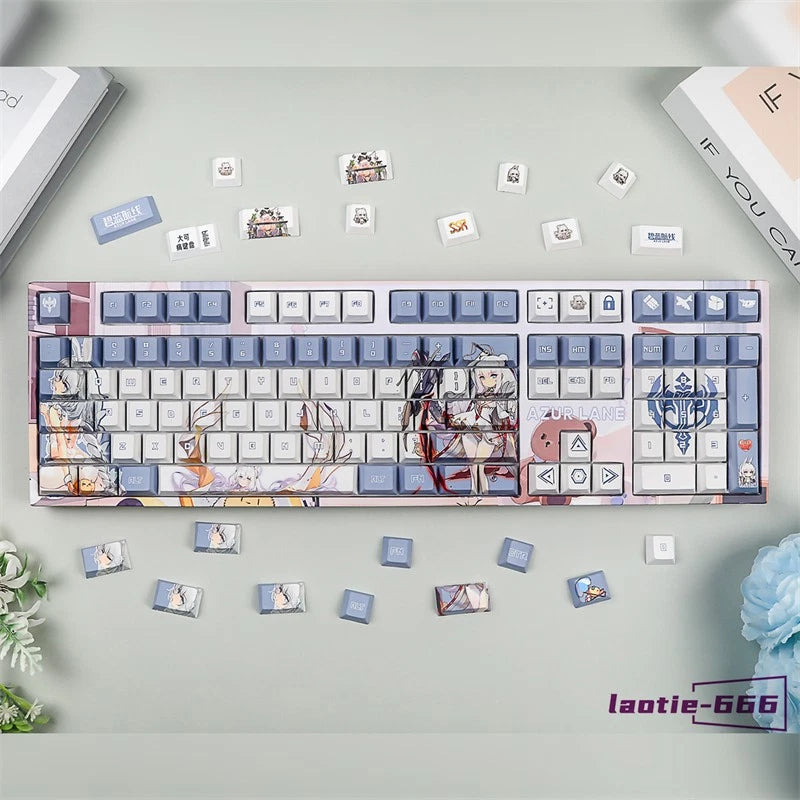 Azur Lane MNF Le Malin Keycap Anime Dye-sub 124 Keycaps for Cherry MX Keyboard Model