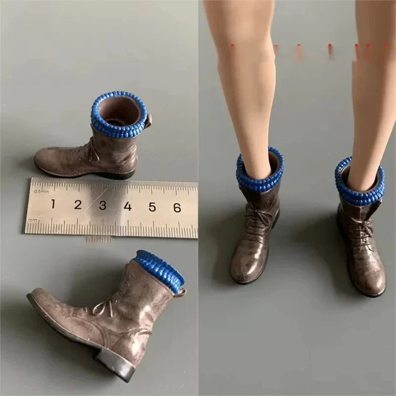 1/6 Soldier High-top Long Boots Solid Shoes Straight Insert Model Action Figures Model