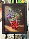 Original Kool-Aid & Flowers Painting Framed 11x14 Hand Painted Fine Art Retro Model