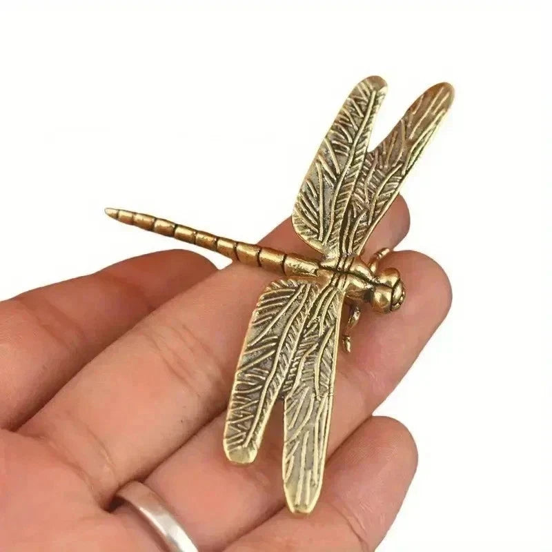 Dragonfly Brass Cooper Figurines Miniatures Tabletops Statues Home Decor 5x7 cm Model