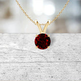 1.25 ct. Genuine Ruby Solitaire Pendant Necklace - Yellow Gold plated Silver Charms