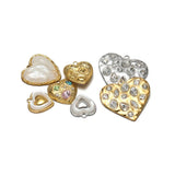 4pcs stainless steel heart shaped pendant gemstone DIY necklace accessory Charms