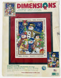 Vintage Snowmen Greetings Stamped Cross Stitch Kit Dimensions 11x14 -New Model