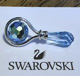 ???? Swarovski Crystal 2003 My First Years, MINI Blue Baby Rattle Figurine, Logo Model