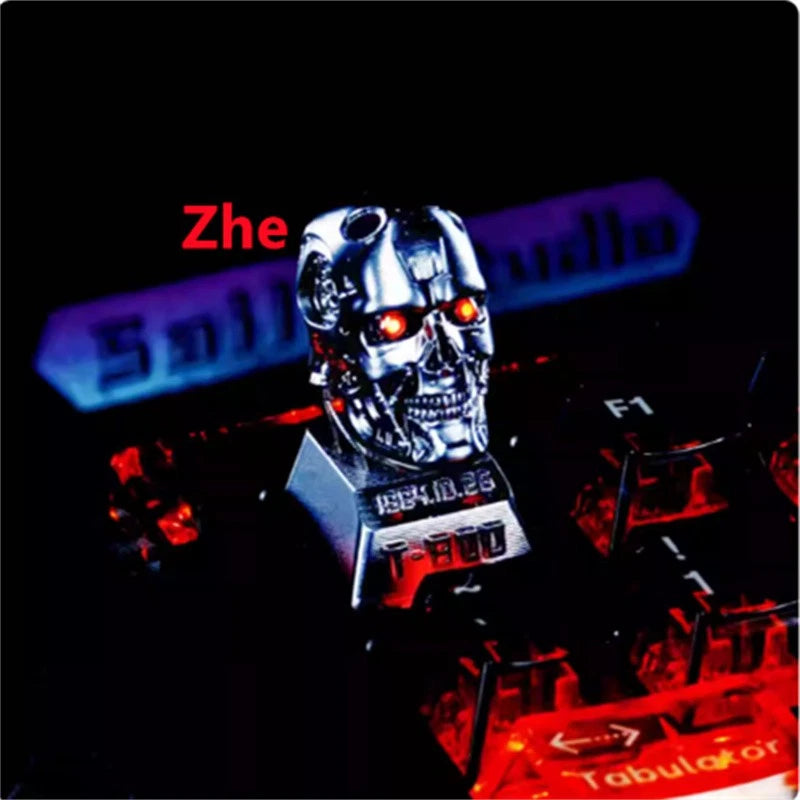 Anime T800 Terminator Keycaps Metal Key Cap Keyboard Keycap Accessories Gifts Model