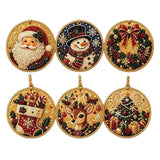 6pcs Wood Christmas Ornaments DIY Pearl Art Kits for Adults, Hanging Decoration Model