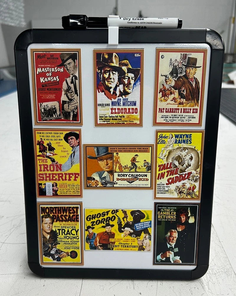 WESTERN Movies 2"x3" mini Magnets..& Display board- Eldorado-Domino Kid-Gambler. Model
