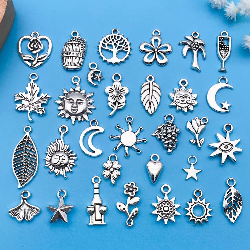 20/30pcs Antique Silver Charms Pendants for Jewelry Making Earrings Bracelets Charms