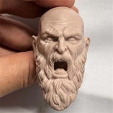 1/6 Scale Unpainted War God Man Roar Head Carving Sculpt Model Toys Model