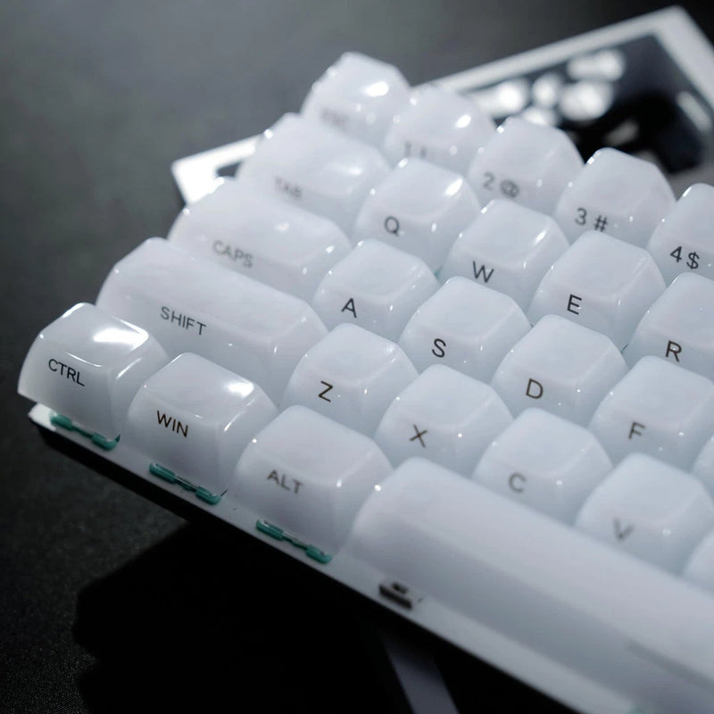 Womier Keyboard Keycaps Jelly - Ceramic Style, Clear White C-White Model