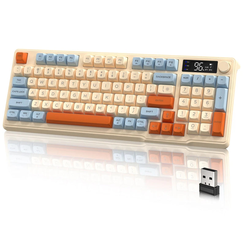 Wireless Keyboard with Smart Display & Knob RGB Backlit, USB-C Rechargeable Model
