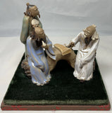 Chinese Mudmen Bonsai Glazed Figurines Mounted on Velvet Display Handmade Model