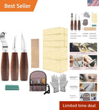 Complete Wood Carving Kit with Knives, Blocks & Gloves - Perfect for Gift Giving Model