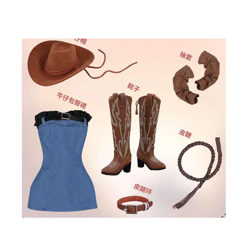 1/6 Scale Western Cowgirl Clothes Set Model for 12" Female Figure Model