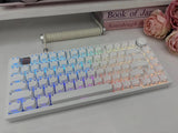 Cute Cat White Side Print MAO Profile Shine Through Doubleshot PBT Keycap Set Model