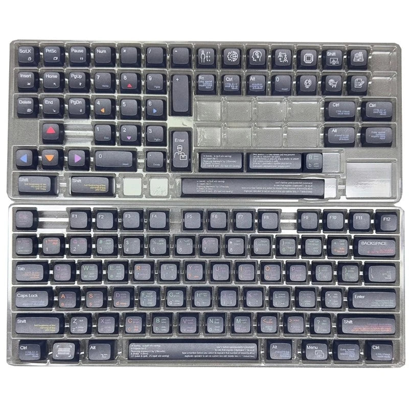 Heat Sublimated Black Keycaps XDA height Thick PBT for Mechanical Keyboards Model