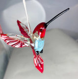 Hand blown glass bird animal Hummingbird figurine hanging ornament Red Blue 4.9 Model