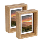 2Pcs Floating Frame, 5 x 4 Inch Wood Picture Frame, Wood Tone Model