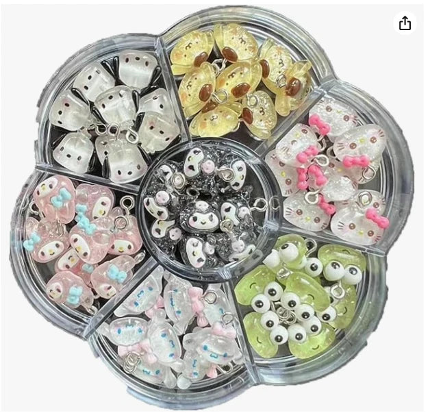 35PCS Mini Pendant Colorful Cartoon Resin Charms for Jewelry Making DIY Ornament Charms