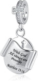 Pandora Cross Charm With God All Things Are Possible Bible Religious Dangle Bead Charms