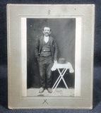Older Man Portrait Hat on Table Board Mounted Albumen Photograph Picture Model