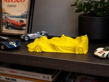 Yellow Covered Race Car Sculpture 3D Printed Desk Shelf Decor PLA Model