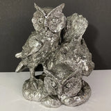 Regency International Silver Owl Figurine 7¡± RS Plated Resin Owls MTX38218 Decor Model