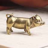 Brass Pig Figurine Small Statue Animal Figurines Toys Table Decoration Gift Model