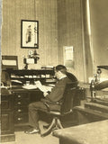 Antique Photo In Board Office Scene Man at Desk Interior Paperwork Model