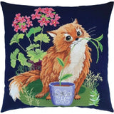 RTO counted cross stitch kit cushion "Cat-Gardener", 40x40cm, DIY Model