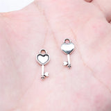 50pcs 16x7mm Tibetan Silver Alloy Charm Heart Key Pendant for DIY Jewelry EF5226 Charms