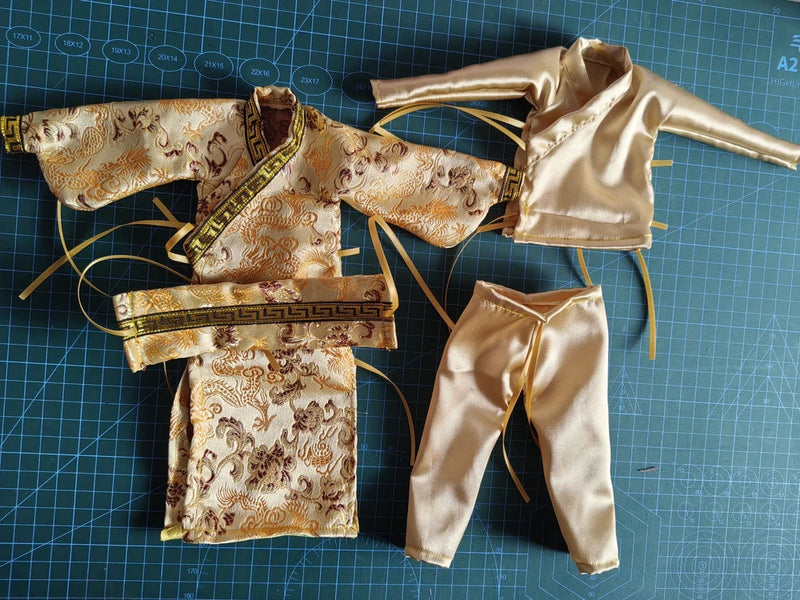1/6 Scale Ancient Gold Silk Satin Clothes Set For 12" Action Figure Body Model
