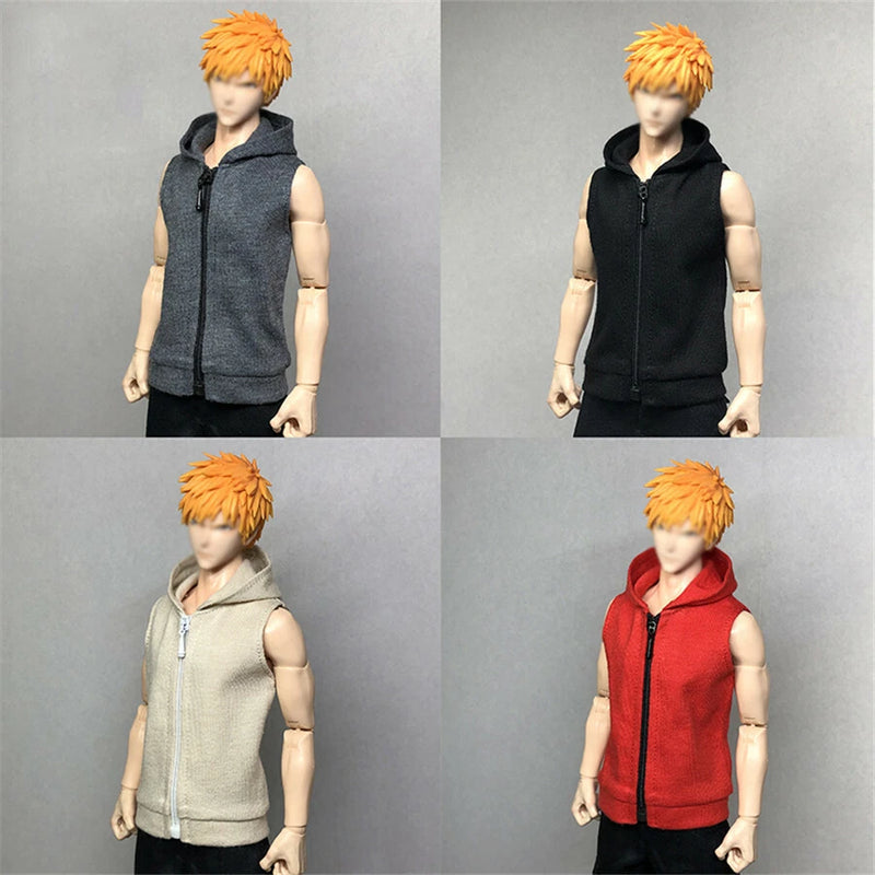 1:6 Sleeveless Hoodie Tops Coat Clothes For 12" Male Soldier Figure Dolls Body Model