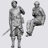1/35 WWII Military Tank Crew 2 Resin Figures GK Model Kit Unpainted Model