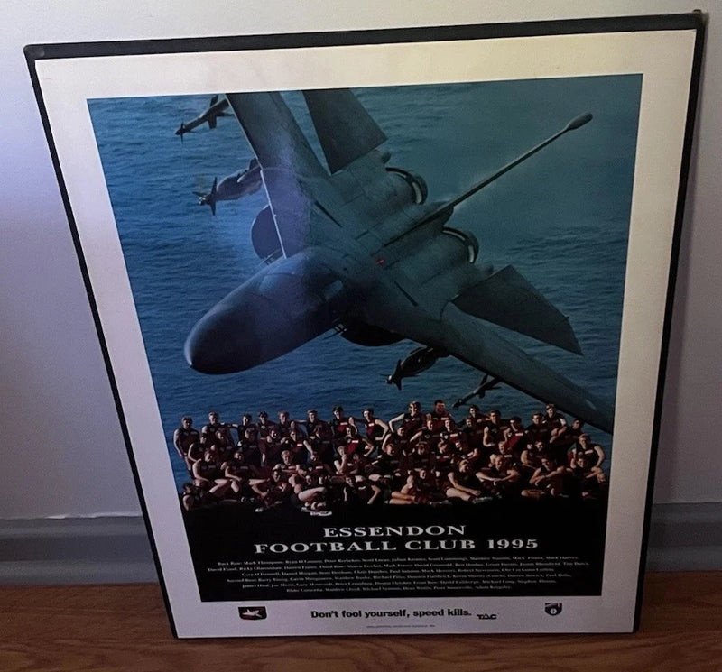 1995 ESSENDON FOOTBALL CLUB FRAMED MOUNTED BOARD TEAM PHOTO Poster Centenary Model