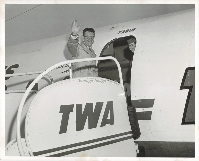 1957 American Sportscaster Harry Caray Boards Twa Flight Photo 8X10 Model