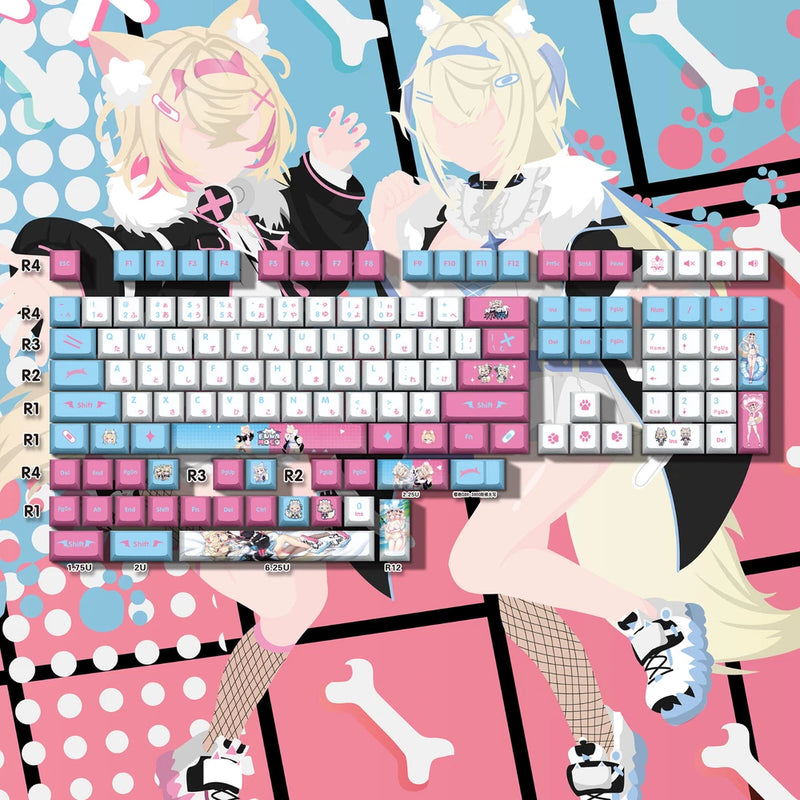 Fuwamoco Hololive Keycaps Set 132 PBT Cherry Profile Anime Key Caps Model
