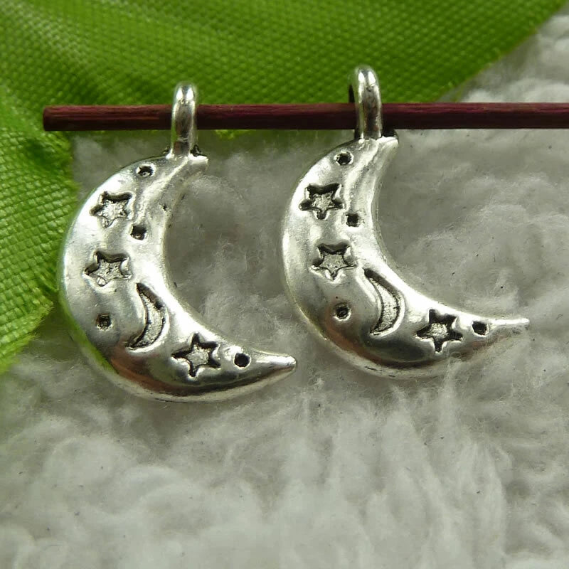 248 Pcs Tibet Silver Moon Charms Pendants 19x11mm B3965 For DIY Jewelry Making Charms