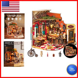 Rolife DIY Miniature House Kit Cheers Bar Dining 3D Book Nook Decor Model