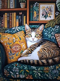 Stamped Cross Stitch Cat On A Sofa 14ct 30x40cm 25 Colors Project Bag DIY Model
