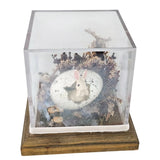 Decorative Glass Display Cube Hagen Renaker Pink Bunny Figurine Egg Dried Plants Model