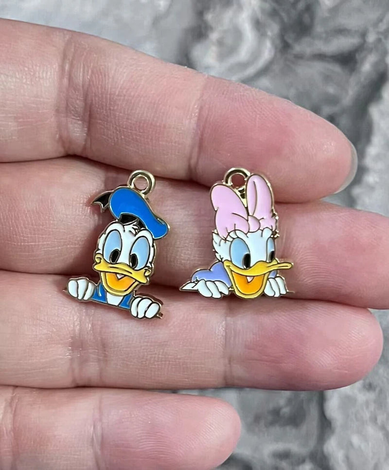 20pcs Donald Duck Daisy Enamel Metal Charms Pendants Diy key Jewelry Making Charms