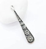 2 Pcs Silver Flower Charms, Boho Charms, Earring Charms, Silver Dangle Pendant Charms