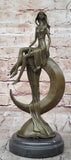 Signed Original Mavchi Venus on the Moon Bronze Sculpture Marble Base Artwork nr Model