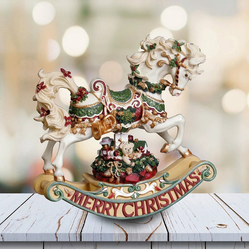 Christmas Rhapsody Rocking Horse Figurine 8" San Francisco Music Box Model