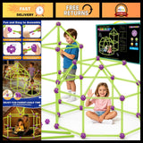 Glow in the Dark Fort Building Kit for Kids - STEM Educational Toy, Indoor Fun Model